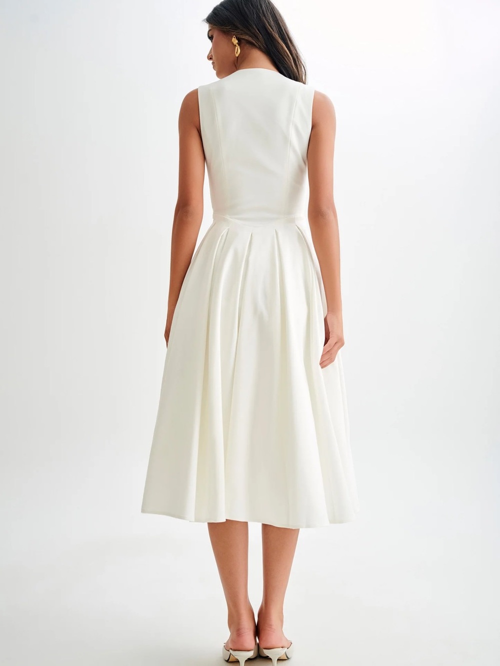 Meshki Keely White V-Neck Midi Dress - Picture 3 of 8